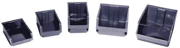 Quantum Storage - 150 Lb. Load Capacity, 19-3/4" Deep, Black Polyethylene Hopper Stacking Bin - 11-7/8" High x 18-3/8" Wide x 19-3/4" Long - Exact Tool & Supply