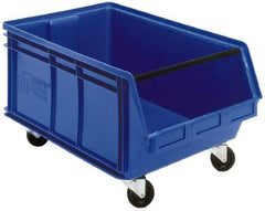 Quantum Storage - 300 Lb. Load Capacity, 29" Deep, Black Polyethylene Hopper Stacking Bin - 14-7/8" High x 18-3/8" Wide x 29" Long - Exact Tool & Supply