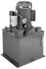 Parker - 2 hp, 2,310 Max psi, 1.3 GPM, Hydraulic Power Unit - 5 Gal Tank, 15" Wide x 22-1/2" High, 208 to 230/460 Volt, 5.7 to 5.4/2.7 Amp - Exact Tool & Supply