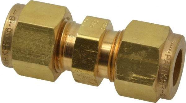 Parker - 3/8" OD, Brass Union - 2,300 Max Working psi, 5/8" Hex, Comp x Comp Ends - Exact Tool & Supply