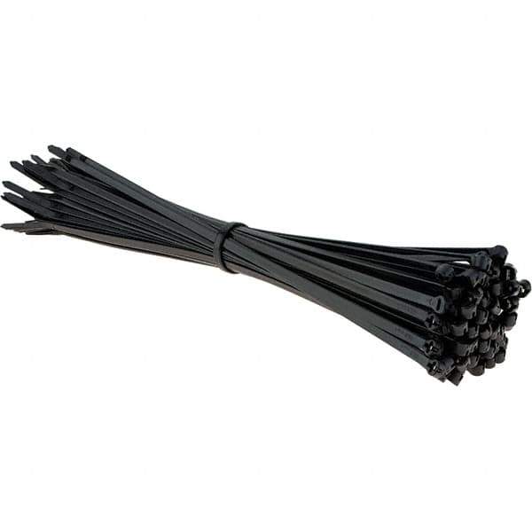 Thomas & Betts - 11.6" Long Black Nylon Standard Cable Tie - 50 Lb Tensile Strength, 1.41mm Thick, 4" Max Bundle Diam - Exact Tool & Supply