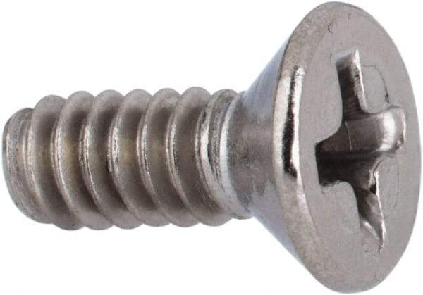Value Collection - #6-32 UNC, 3/8" OAL Phillips Drive Machine Screw - Flat Head, Grade 316 Stainless Steel, Uncoated, Without Washer - Exact Tool & Supply