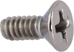 Value Collection - #6-32 UNC, 3/8" OAL Phillips Drive Machine Screw - Flat Head, Grade 316 Stainless Steel, Uncoated, Without Washer - Exact Tool & Supply