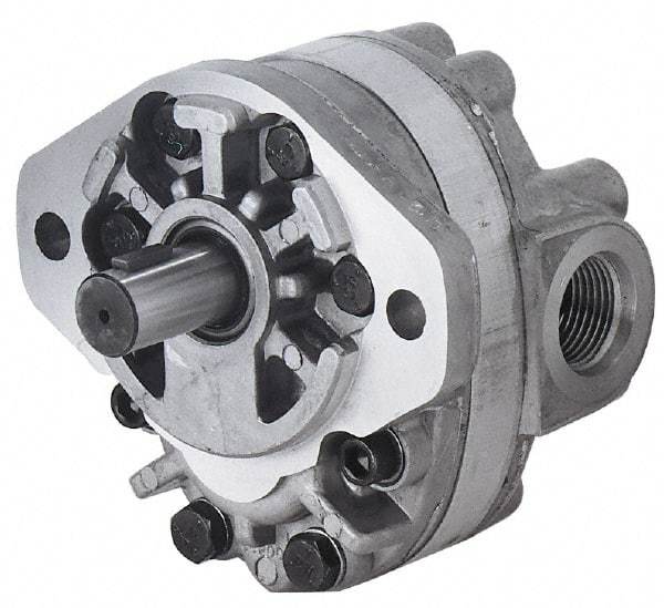 Parker - 7.3 GPM, 1-1/6-12 UNF-2B SAE Inlet Size, 2,500 RPM, 3/4" Shaft Diam, SAE A Mount, Hydraulic Gear Pump - 7.34 GPM at 1,800 RPM, 14.68 GPM at 3,600 RPM, 2,500 psi Max Working Pressure, 1-1/16-12 SAE Port Size - Exact Tool & Supply