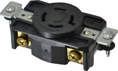 Cooper Wiring Devices - 480 VAC, 20 Amp, L16-20R NEMA, Self Grounding Receptacle - 3 Poles, 4 Wire, Female End, Black - Exact Tool & Supply