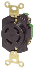 Cooper Wiring Devices - 277/480 VAC, 30 Amp, L22-30R NEMA, Self Grounding Receptacle - 4 Poles, 5 Wire, Female End, Black - Exact Tool & Supply