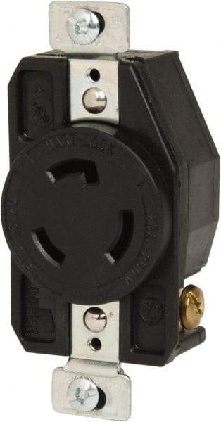 Cooper Wiring Devices - 250 VAC, 20 Amp, L6-20R NEMA, Self Grounding Receptacle - 2 Poles, 3 Wire, Female End, Black - Exact Tool & Supply