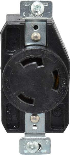 Cooper Wiring Devices - 250 VAC, 30 Amp, L6-30R NEMA, Self Grounding Receptacle - 2 Poles, 3 Wire, Female End, Black - Exact Tool & Supply
