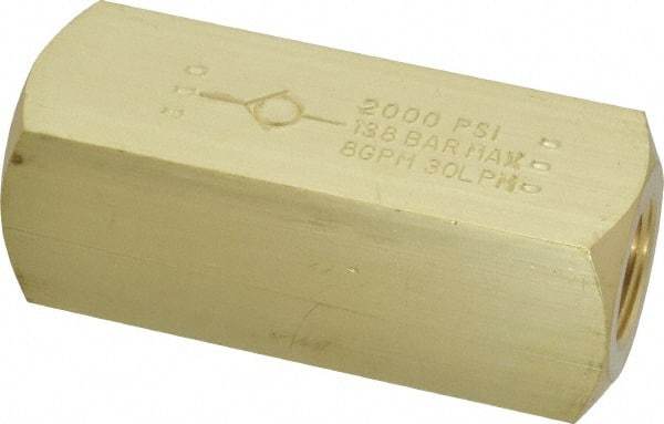 Parker - 8 GPM 3/8 Inlet Brass Hydraulic Control Valve - 3/8-18 Thread - Exact Tool & Supply