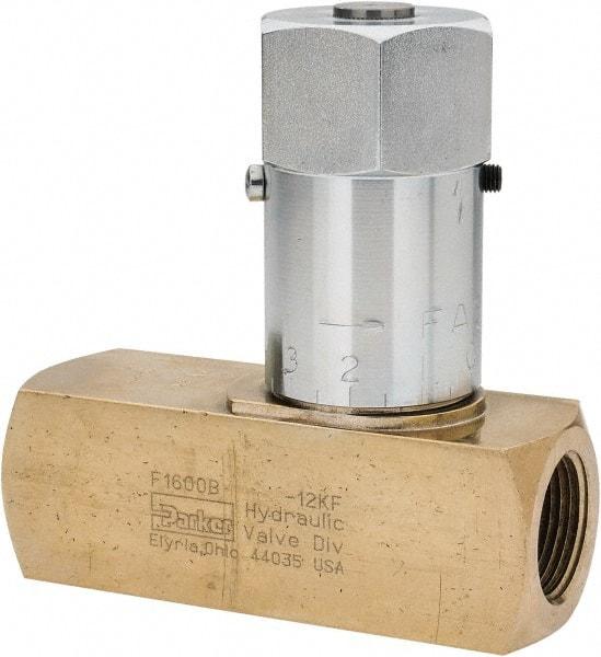 Parker - 40 GPM 1 Inlet Brass Hydraulic Control Valve - 1 - 11-1/2 Thread - Exact Tool & Supply