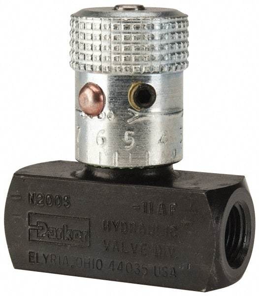Parker - 3 GPM 1/8 Inlet Steel Hydraulic Control Valve - 1/8-27 Thread - Exact Tool & Supply