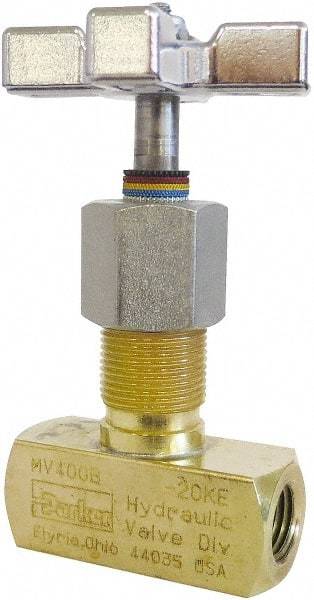 Parker - 5 GPM 1/4 Inlet Brass Hydraulic Control Valve - 1/4-18 Thread - Exact Tool & Supply
