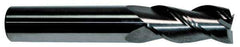 Accupro - 11/16", 1-1/2" LOC, 3/4" Shank Diam, 4" OAL, 3 Flute, Solid Carbide Square End Mill - Single End, TiCN Finish, Spiral Flute, 40° Helix, Centercutting, Right Hand Cut, Right Hand Flute - Exact Tool & Supply