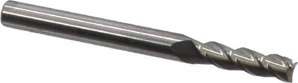 Accupro - 11/64", 5/8" LOC, 3/16" Shank Diam, 2" OAL, 3 Flute, Solid Carbide Square End Mill - Single End, Uncoated, Spiral Flute, 40° Helix, Centercutting, Right Hand Cut, Right Hand Flute - Exact Tool & Supply