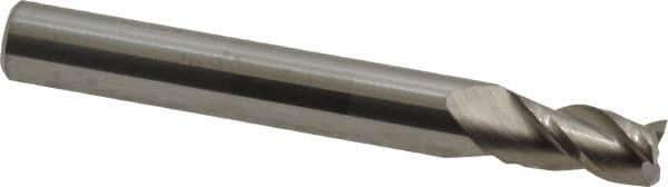 Accupro - 7/32", 3/8" LOC, 1/4" Shank Diam, 2" OAL, 3 Flute, Solid Carbide Square End Mill - Single End, Uncoated, Spiral Flute, 40° Helix, Centercutting, Right Hand Cut, Right Hand Flute - Exact Tool & Supply