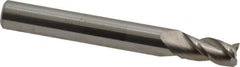 Accupro - 7/32", 3/8" LOC, 1/4" Shank Diam, 2" OAL, 3 Flute, Solid Carbide Square End Mill - Single End, Uncoated, Spiral Flute, 40° Helix, Centercutting, Right Hand Cut, Right Hand Flute - Exact Tool & Supply