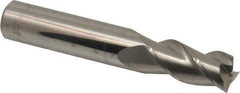 Accupro - 31/64", 1" LOC, 1/2" Shank Diam, 3" OAL, 3 Flute, Solid Carbide Square End Mill - Single End, Uncoated, Spiral Flute, 40° Helix, Centercutting, Right Hand Cut, Right Hand Flute - Exact Tool & Supply