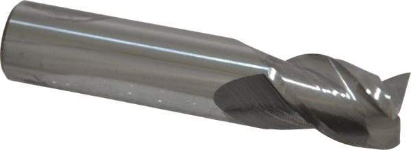 Accupro - 5/8", 7/8" LOC, 5/8" Shank Diam, 3" OAL, 3 Flute, Solid Carbide Square End Mill - Single End, Uncoated, Spiral Flute, 40° Helix, Centercutting, Right Hand Cut, Right Hand Flute - Exact Tool & Supply
