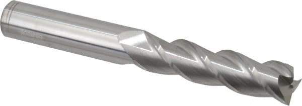 Accupro - 3/4", 3" LOC, 3/4" Shank Diam, 6" OAL, 3 Flute, Solid Carbide Square End Mill - Single End, Uncoated, Spiral Flute, 40° Helix, Centercutting, Right Hand Cut, Right Hand Flute - Exact Tool & Supply