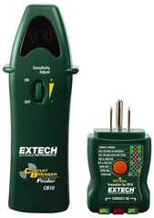 Extech - 110 to 125 VAC, 47 to 63 Hz, LED Display Circuit Breaker Finder - 9 Volt, Includes Battery, GFCI Transmitter, Receiver - Exact Tool & Supply
