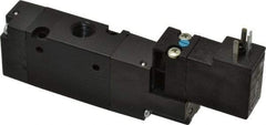 Parker - 1/8", 3-Way Body Ported Stacking Solenoid Valve - 120 VAC, 0.75 CV Rate, Air Return, 2.14" High x 4.2" Long - Exact Tool & Supply