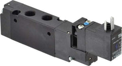 Parker - 1/8", 4-Way Body Ported Stacking Solenoid Valve - 24 VDC, 0.75 CV Rate, Air Return, 2.14" High x 4.67" Long - Exact Tool & Supply