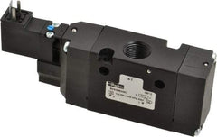 Parker - 3/8", 3-Way Body Ported Stacking Solenoid Valve - 24 VDC, 1.4 CV Rate, Air Return, 2.4" High x 5.29" Long - Exact Tool & Supply