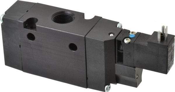 Parker - 3/8", 3-Way Body Ported Stacking Solenoid Valve - 120 VAC, 1.4 CV Rate, Air Return, 2.4" High x 5.29" Long - Exact Tool & Supply