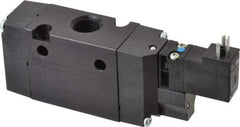 Parker - 3/8", 3-Way Body Ported Stacking Solenoid Valve - 120 VAC, 1.4 CV Rate, Air Return, 2.4" High x 5.29" Long - Exact Tool & Supply