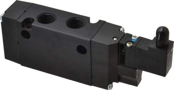 Parker - 3/8", 4-Way Body Ported Stacking Solenoid Valve - 24 VDC, 1.4 CV Rate, 2.4" High x 5.78" Long - Exact Tool & Supply