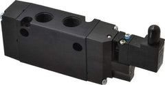 Parker - 3/8", 4-Way Body Ported Stacking Solenoid Valve - 24 VDC, 1.4 CV Rate, 2.4" High x 5.78" Long - Exact Tool & Supply