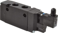 Parker - 3/8", 4-Way Body Ported Stacking Solenoid Valve - 120 VAC, 1.4 CV Rate, Air Return, 2.4" High x 5.78" Long - Exact Tool & Supply