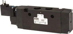 Parker - 3/8", 4-Way Body Ported Stacking Solenoid Valve - 24 VDC, 2.7 CV Rate, Air Return, 2.4" High x 6.67" Long - Exact Tool & Supply