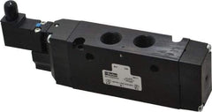 Parker - 3/8", 4-Way Body Ported Stacking Solenoid Valve - 120 VAC, 2.7 CV Rate, Air Return, 2.4" High x 6.67" Long - Exact Tool & Supply