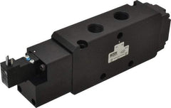 Parker - 1/2", 4-Way Body Ported Stacking Solenoid Valve - 120 VAC, 5.9 CV Rate, Air Return, 2.95" High x 9.13" Long - Exact Tool & Supply