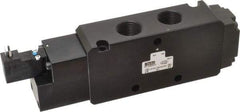 Parker - 3/4", 4-Way Body Ported Stacking Solenoid Valve - 120 VAC, 7 CV Rate, Air Return, 2.95" High x 9.13" Long - Exact Tool & Supply