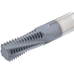 Iscar - 1/8-27 NPTF, 0.2362" Cutting Diam, 3 Flute, Solid Carbide Helical Flute Thread Mill - Internal/External Thread, 9.9mm LOC, 58mm OAL, 6mm Shank Diam - Exact Tool & Supply