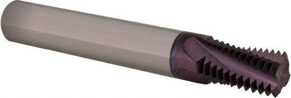 Iscar - NPT, 1/2" Cutting Diam, 4 Flute, Solid Carbide Helical Flute Thread Mill - External Thread, 0.8" LOC, 3-1/2" OAL, 1/2" Shank Diam - Exact Tool & Supply