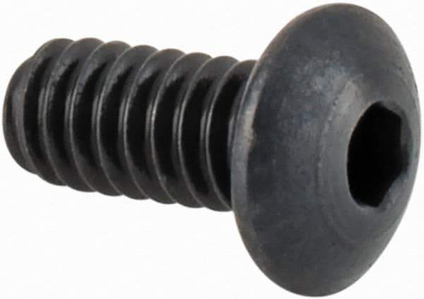 Camcar - #2-56 UNC Hex Socket Drive, Button Screw - Alloy Steel, Black Oxide Finish, Fully Threaded, 3/16" Length Under Head - Exact Tool & Supply