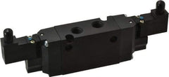 Parker - 4-Way Body Ported Stacking Solenoid Valve - 24 VDC, 1.4 CV Rate, 7.51" Long - Exact Tool & Supply