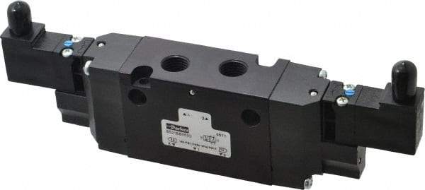 Parker - 4-Way Body Ported Stacking Solenoid Valve - 120 VAC, 1.4 CV Rate, 7.51" Long - Exact Tool & Supply