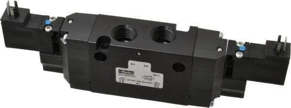 Parker - 4-Way Body Ported Stacking Solenoid Valve - 120 VAC, 1.4 CV Rate, 7.51" Long - Exact Tool & Supply