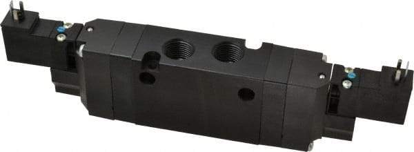 Parker - 4-Way Body Ported Stacking Solenoid Valve - 120 VAC, 1.1 CV Rate, 8.45" Long - Exact Tool & Supply