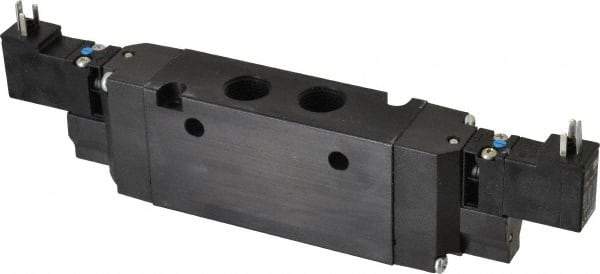 Parker - 4-Way Body Ported Stacking Solenoid Valve - 120 VAC, 2.7 CV Rate, 8.41" Long - Exact Tool & Supply