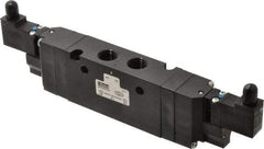 Parker - 3/8", 4-Way Body Ported Stacking Solenoid Valve - 24 VDC, 2.1 CV Rate, 9.35" Long - Exact Tool & Supply
