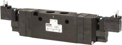 Parker - 4-Way Body Ported Stacking Solenoid Valve - 120 VAC, 2.1 CV Rate, 9.35" Long - Exact Tool & Supply