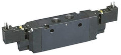 Parker - 4-Way Body Ported Stacking Solenoid Valve - 24 VDC, 6.6 CV Rate, 11.29" Long - Exact Tool & Supply
