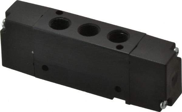 Parker - 4-Way Body Ported Stacking Solenoid Valve - 0.75 CV Rate, 2.86" Long - Exact Tool & Supply