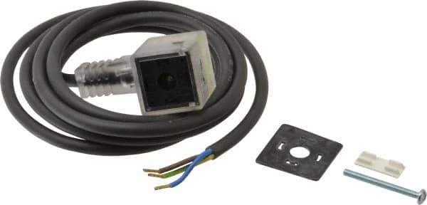Parker - Solenoid Valve Lighted 3 Pin Connector - 30mm x 6 Ft. Cord - Exact Tool & Supply