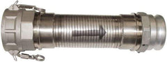 Kuriyama of America - 240" OAL, 4" ID, Flexible Metal Hose Assembly - 4" Fitting, Part A Adapter x Part D Coupler End Connections, Aluminum Fitting, 304 Stainless Steel Hose - Exact Tool & Supply
